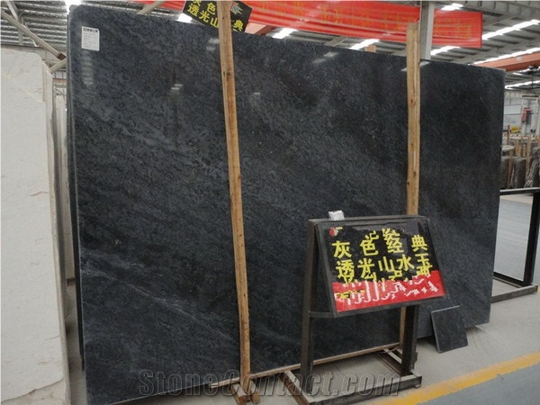 Black Marble Black Pearly Slabs, Turkey Black Marble