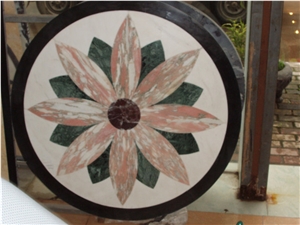 China Multicolor Marble Round Waterjet Medallion