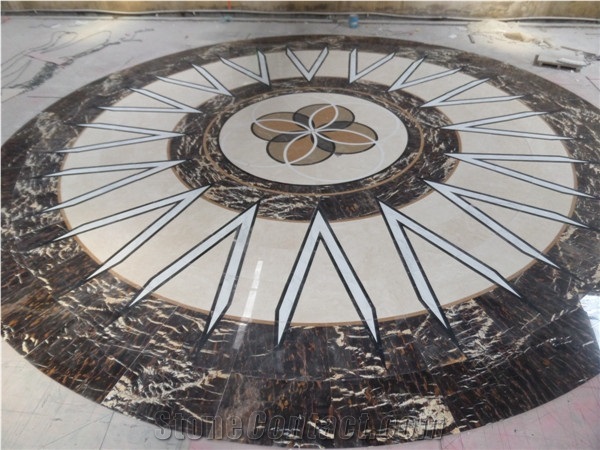 China Multicolor Marble Waterjet Medallion,Waterjet Medallion Tiles,Waterjet Pattern,Waterjet Medallion Indoor