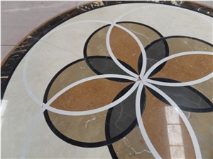 China Multicolor Marble Waterjet Medallion,Waterjet Medallion Tiles,Waterjet Pattern,Waterjet Medallion Indoor