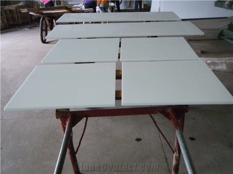 China White Crystallized Glass Stone Panel, White Nano Glass Slabs and Tiles