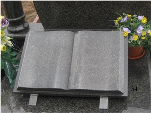 Chinese Grey G603 Granite Book Shape Tombstone and Monument Design Western Style
