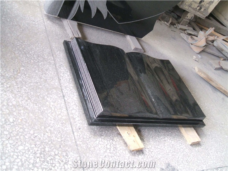 Chinese Grey G603 Granite Book Shape Tombstone and Monument Design Western Style