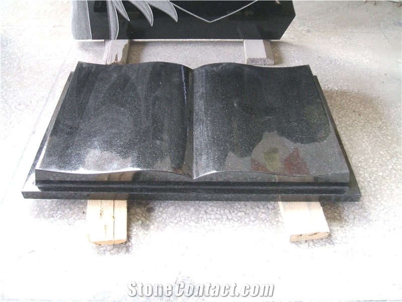 Chinese Grey G603 Granite Book Shape Tombstone and Monument Design Western Style