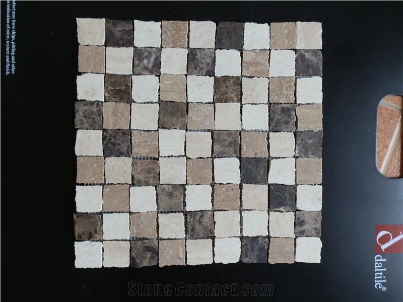 Dark Emperador,Noce Travertine,Beige Mixed Random Shape Mosaic,Honed Finish