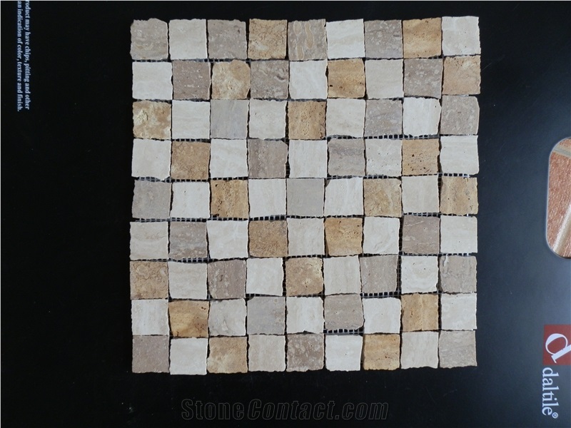 Dark Emperador,Noce Travertine,Beige Mixed Random Shape Mosaic,Honed Finish