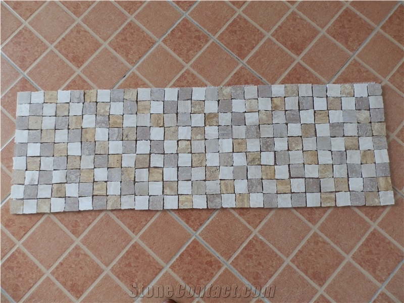 Dark Emperador,Noce Travertine,Beige Mixed Random Shape Mosaic,Honed Finish