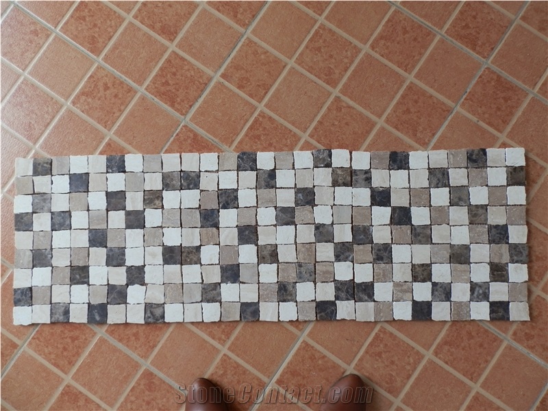Dark Emperador,Noce Travertine,Beige Mixed Random Shape Mosaic,Honed Finish