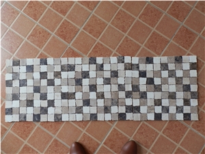 Dark Emperador,Noce Travertine,Beige Mixed Random Shape Mosaic,Honed Finish
