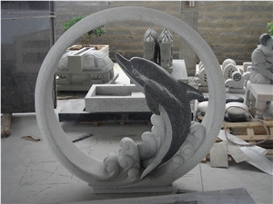 G654 Granite Dolphin Sculpture,G654 Sculpture,Sesame Black Sculpture,Art Sculpture,Animal Sculpture Animal Status,Animal Granite