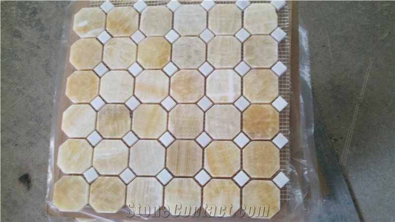 Honey Onyx Mosaic,Yellow Onyx Hexagon Mosaic