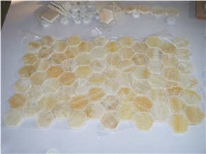 Honey Onyx Mosaic,Yellow Onyx Hexagon Mosaic