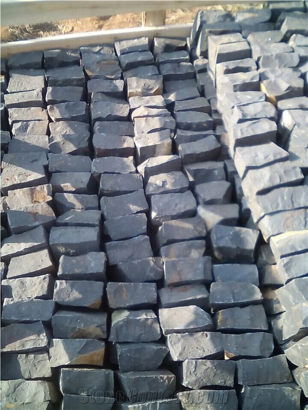Low Price Pavers, Zhangpu Black Granite Pavers/Cube Stone,China Blak Granite Cobble Stone