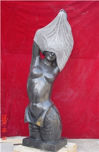 Modern Style Fountain, Black Granite Sculpture & Statue