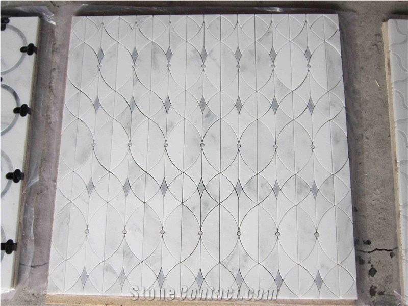 Pure White,Moon Stone Mixed Waterjet Polished