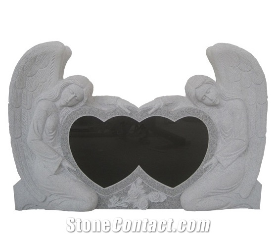 American Style Tombstone with Double Angels,Angels Family Monuments with Heart,Double Monuments Headstone