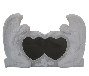 American Style Tombstone with Double Angels,Angels Family Monuments with Heart,Double Monuments Headstone