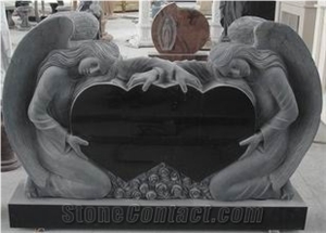 American Style Tombstone with Double Angels,Angels Family Monuments with Heart,Double Monuments Headstone
