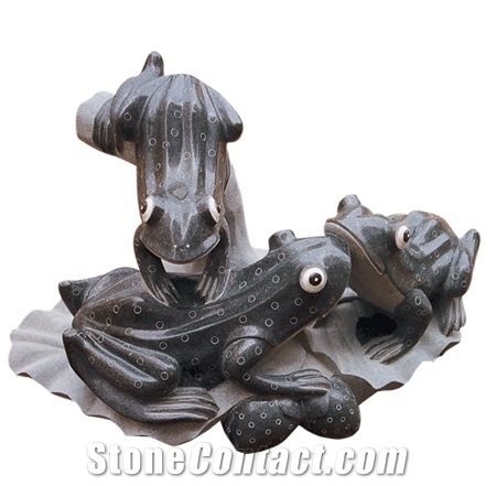Black Granite Garden Frogs Sculptures,Handcarved and Polished Animal Landscape