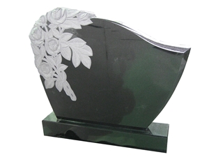 India Absolute Black Granite Tombstone with Engraved Roses,Monuments with Flowers