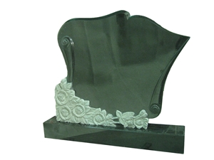 Shanxi Black Granite Scroll with Roses Tombstone, Natural Stone Monuments with Flowers