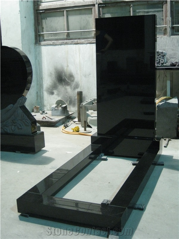 Shanxi black granite tombstone with angel carving, Nice design Monuments headstone, natural stone cemetery gravestone