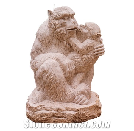 Stone Landscape Monkey Garden Sculptures,Granite Handcarved Gorilla Animal Statue