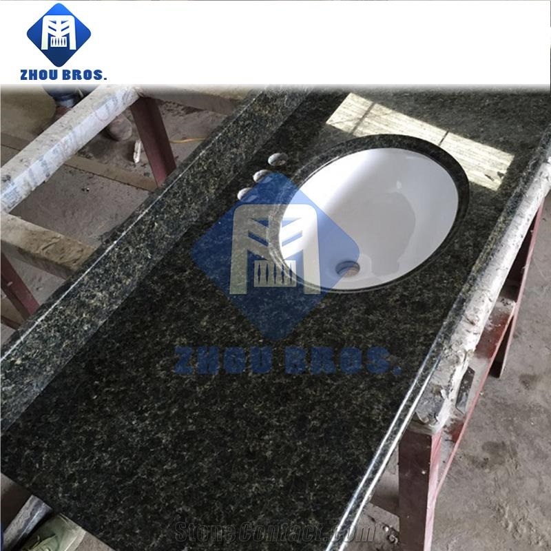 2cm Thickness 61"X22" Green Granite, Verde Ubatuba Granite Countertop