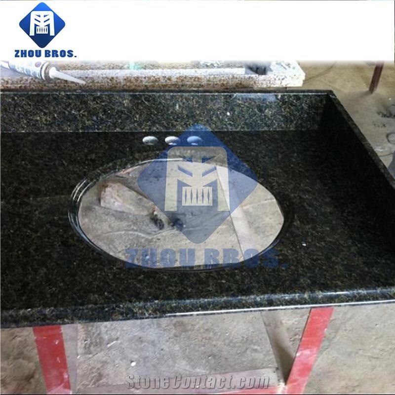 2cm Thickness 61"X22" Green Granite, Verde Ubatuba Granite Countertop