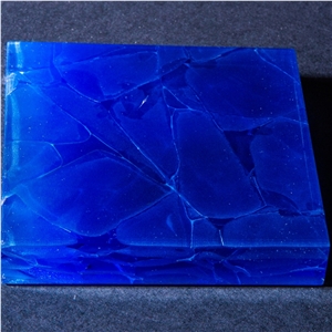 China Blue Artificial Onyx Melt Crystal Jade Tiles & Slabs for Decoration