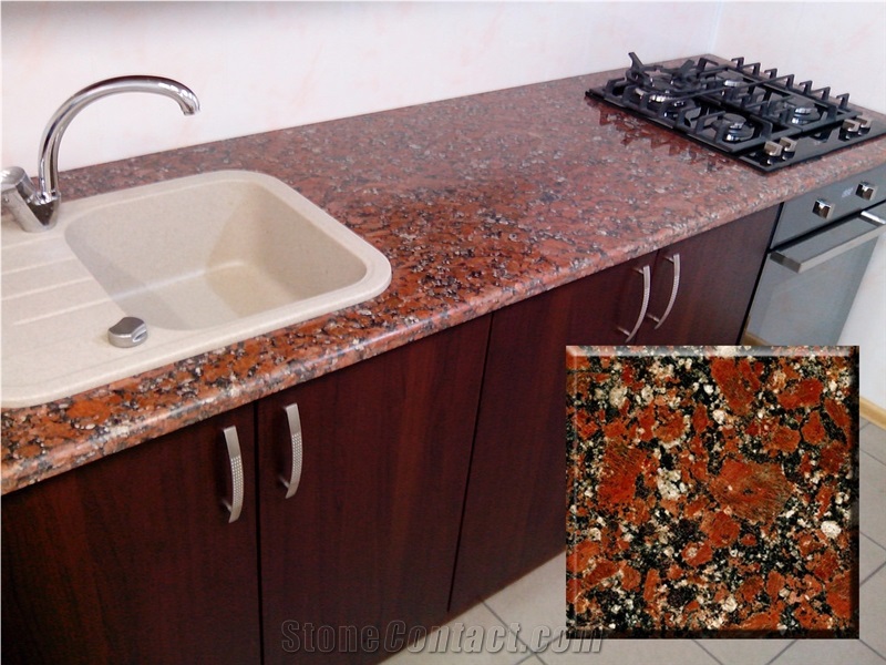 Rosso Santiago Granite Tiles & Slabs, Red Ukraine Granite Tiles & Slabs