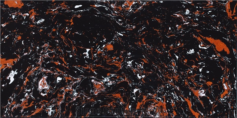 China Artificial Black Marble Tiles & Slabs