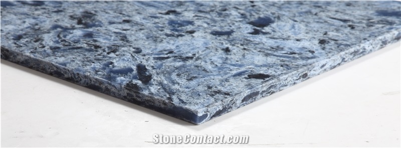 Engineered Quartz Cambria Blue Color Moving Pattern
