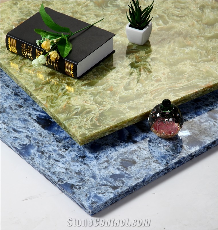 Engineered Quartz Cambria Blue Color Moving Pattern