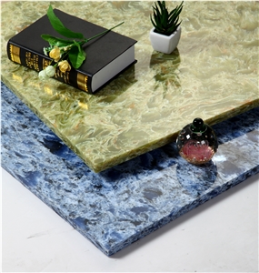 Engineered Quartz Cambria Blue Color Moving Pattern