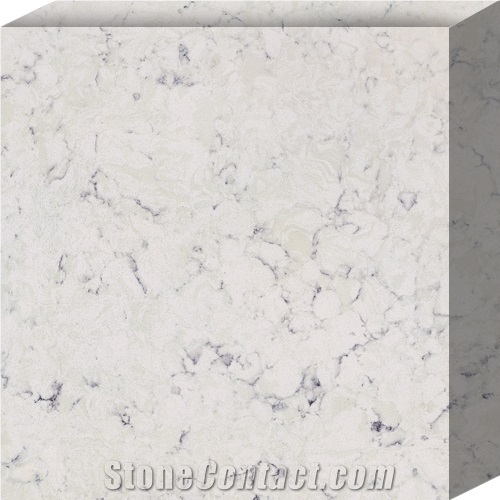 Lg White with Grey Moving Veins Quartz Stone Tiles & Slabs