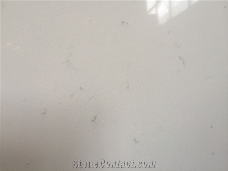 White with Grey Moving Veins Quartz Stone Tiles & Slabs,White Engineered Stone