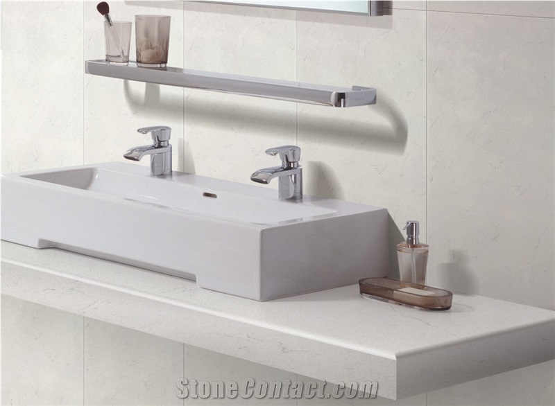 White with Grey Moving Veins Quartz Stone Tiles & Slabs,White Engineered Stone