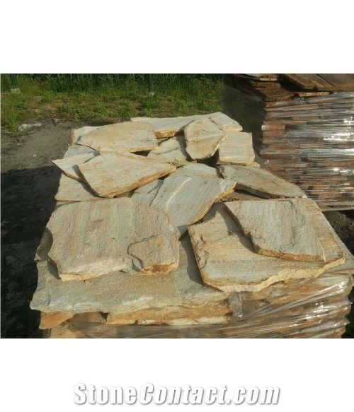 Golden Gneiss Polygonal Flagstone for Walling, Landscaping