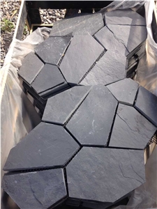 Black Slate Irregular Flagstones, Flagstone Road Paving