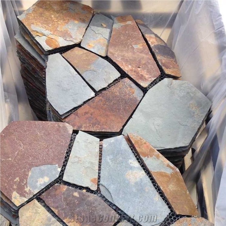 Black Slate Irregular Flagstones, Flagstone Road Paving