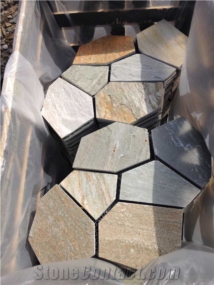 Black Slate Irregular Flagstones, Flagstone Road Paving