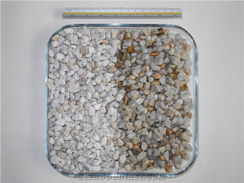 China Mixed Yellowish & Grey Granite Gravel, Ball-Milled