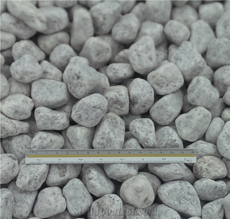 Granite Pebbles with Black Spots,Ball-Milled, G359 White Granite Pebble & Gravel