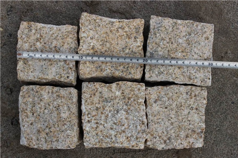 G682 Granite Cobble Stone, Yellow Granite Pavers, Walkway Pavers