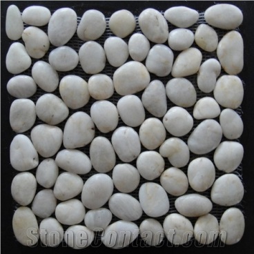 White Polished Pebbles Mosaic Tiles