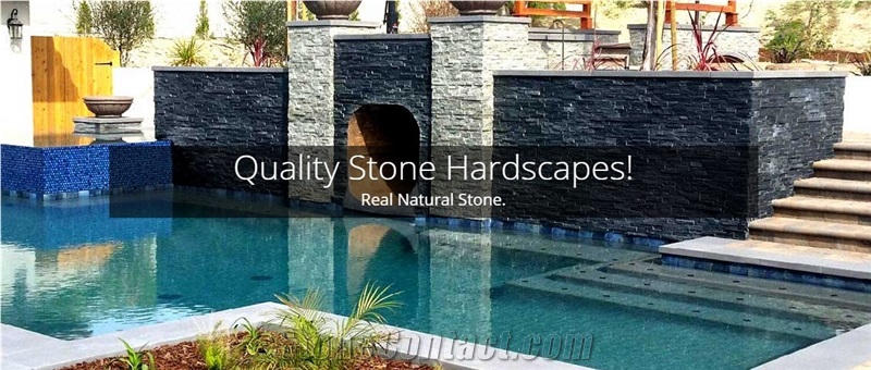 Silver Grey Quartzite Feature Pool Wall