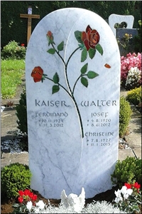 Bianco Venato Marble Custom Design Headstone
