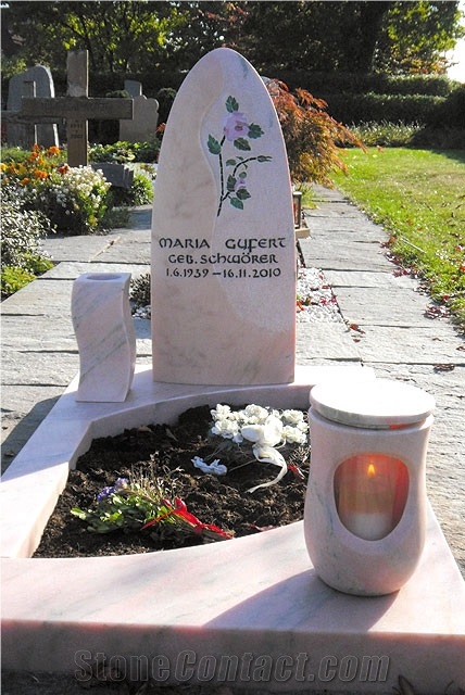 Ruschita Roz Marble Monument, Pink Rominia Marble Tombstone