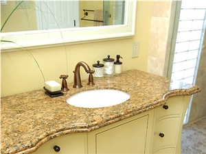 2cm Giallo Veneziano Granite with a 4cm Ogee Step Bullnose Vanity Top